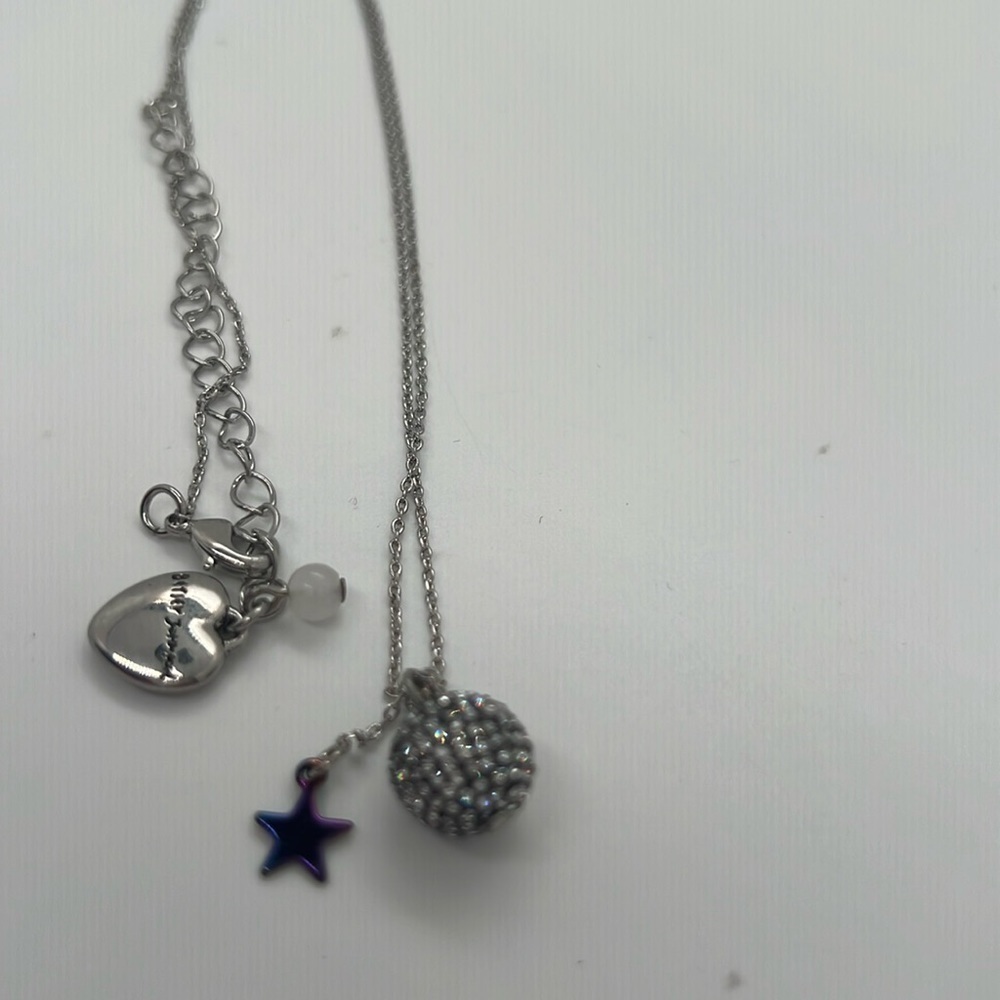 Betsey Johnson , Stargazer, silver sparkling sphere with star necklace